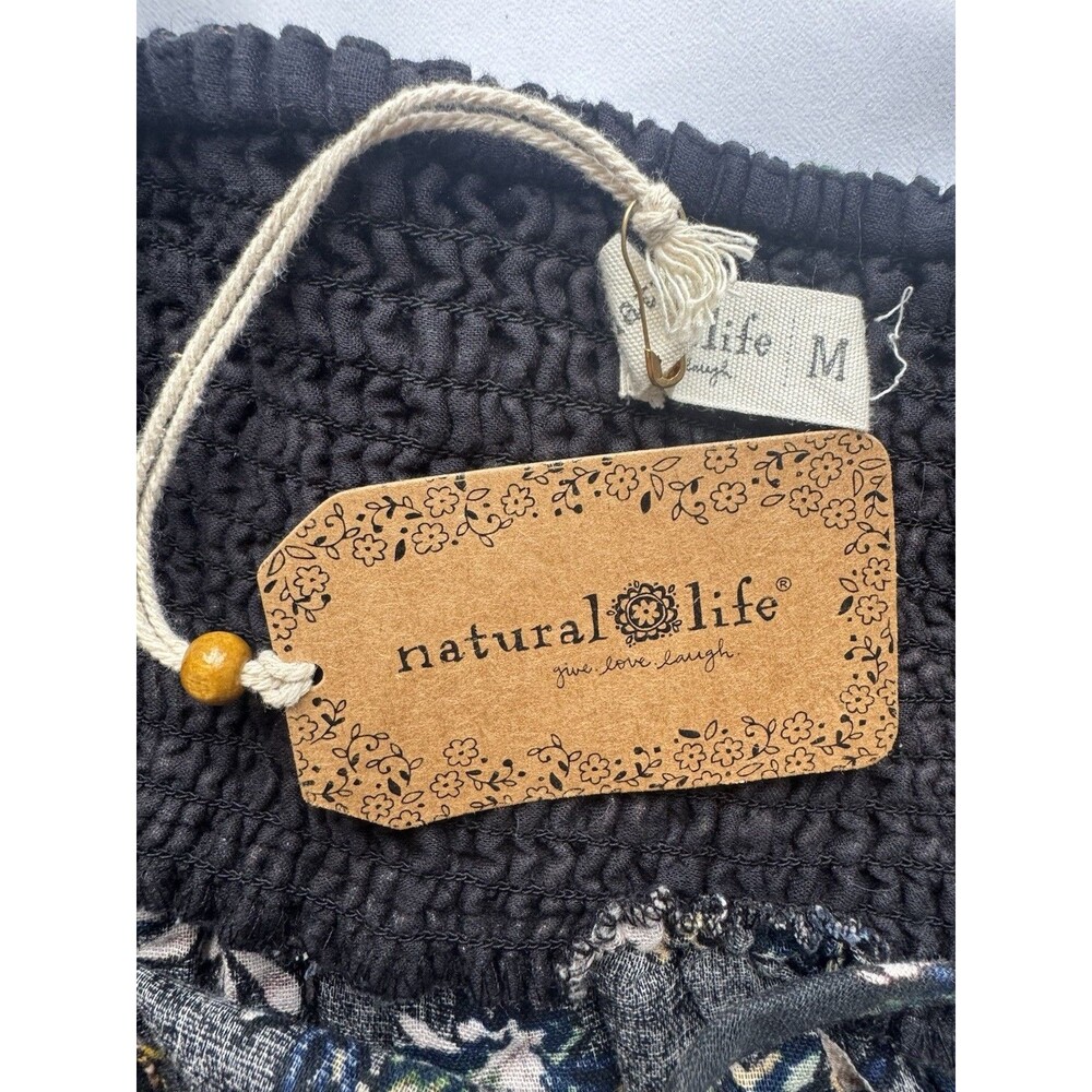 Natural Life Floral Maxi Dress Cotton Boho Adjustable Strap Sundress M NWT - Picture 4 of 10